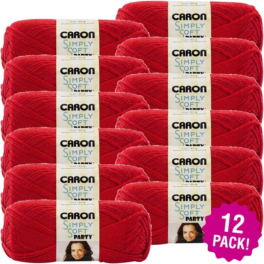 Caron; Multipack of 12 - Caron Simply Soft Party Yarn-Rich Red Sparkle; Category:Shop All Yarn; Image:1